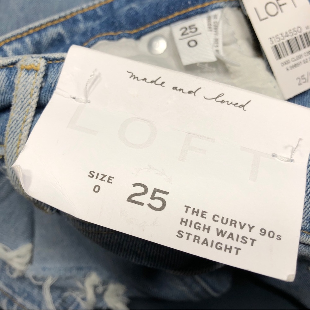 NEW LOFT The Curvy 90s Straight Leg Ankle Distressed Jean Light Indigo Size 25 - Picture 6 of 14